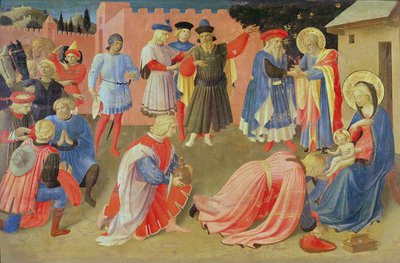 マニの礼拝、リナイウオーリトリプティクのプレデラパネル、1433年（パネル上のテンペラ） 作： Fra Angelico